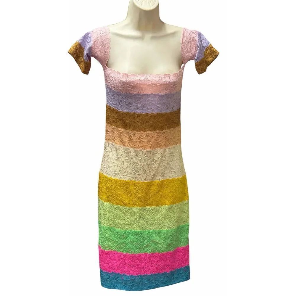 Bruceglen Cake Stripe Lace Bandage Mini Dress Nwt Size Small — image 7 of 8